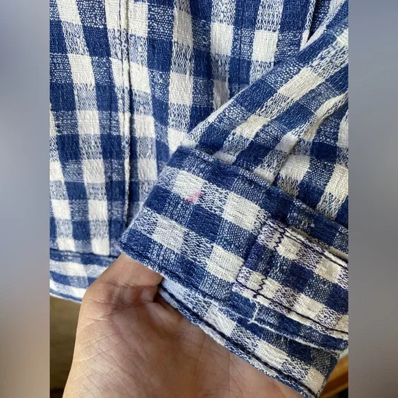 Vintage 60s 70s Levi's Blue and White Gingham Lite Jacket Flannel - Picture 5 of 9